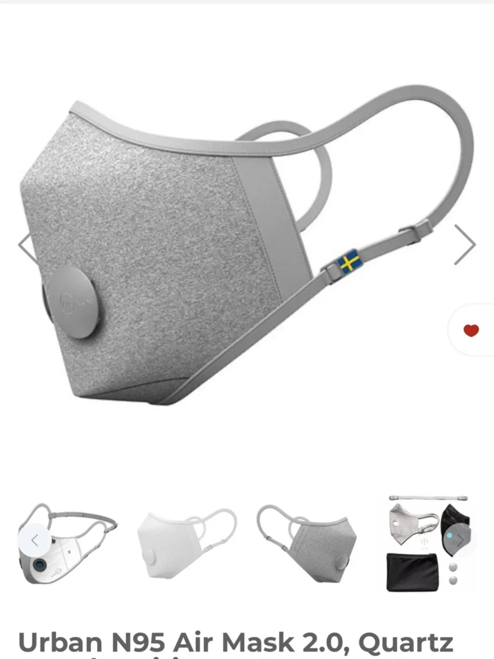Airinum Urban N95 Air Mask 2.0 Quartz Grey Protective Face Mask with Valve